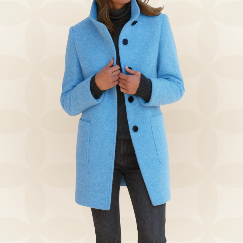 Sylvis - High Collar Longline Button-Up Coat with Pockets