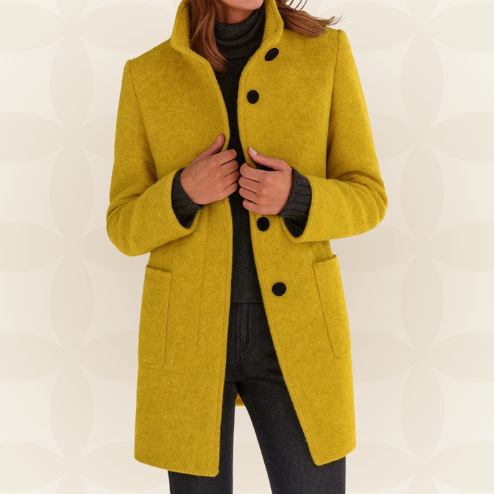 Sylvis - High Collar Longline Button-Up Coat with Pockets