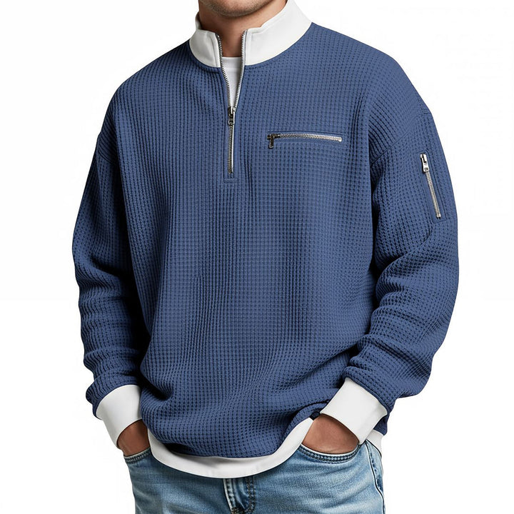 Osricen - Elegant Knit Sweater With Half Zip