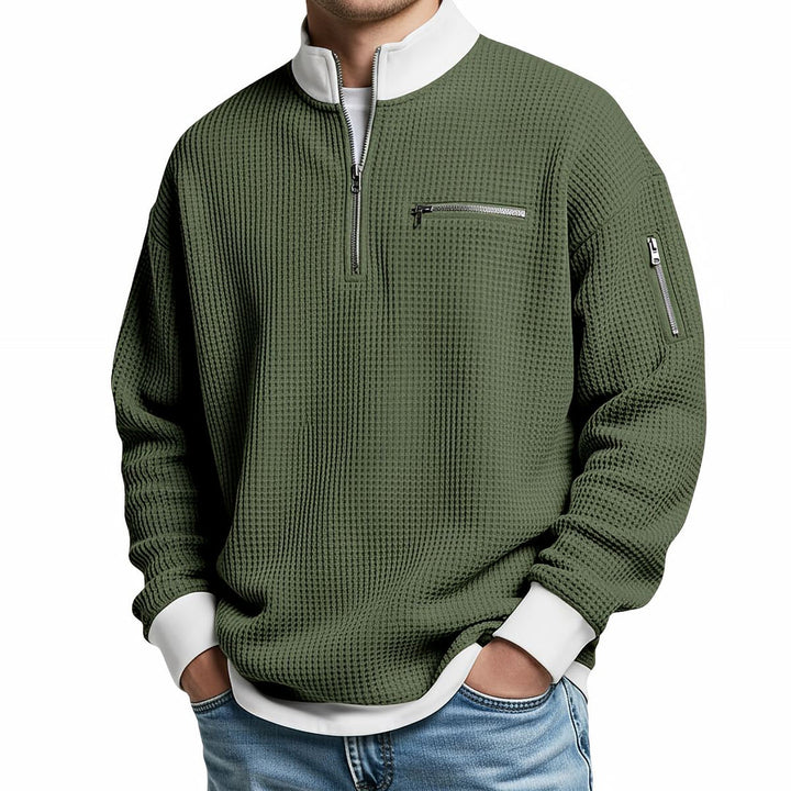 Osricen - Elegant Knit Sweater With Half Zip