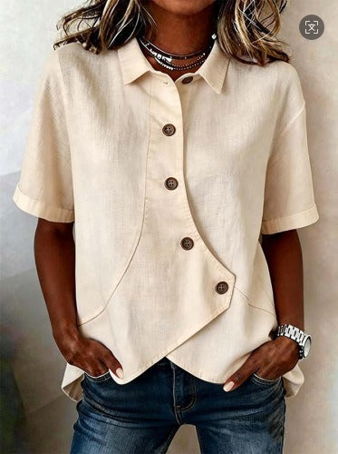 Gulana - Button Shirt With Curved Front Hem