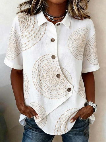 Gulana - Button Shirt With Curved Front Hem