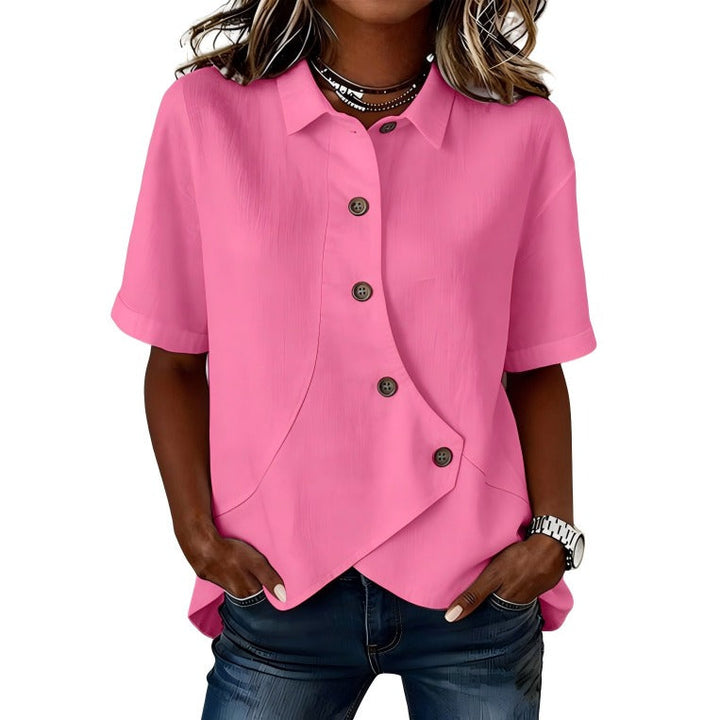 Gulana - Button Shirt With Curved Front Hem