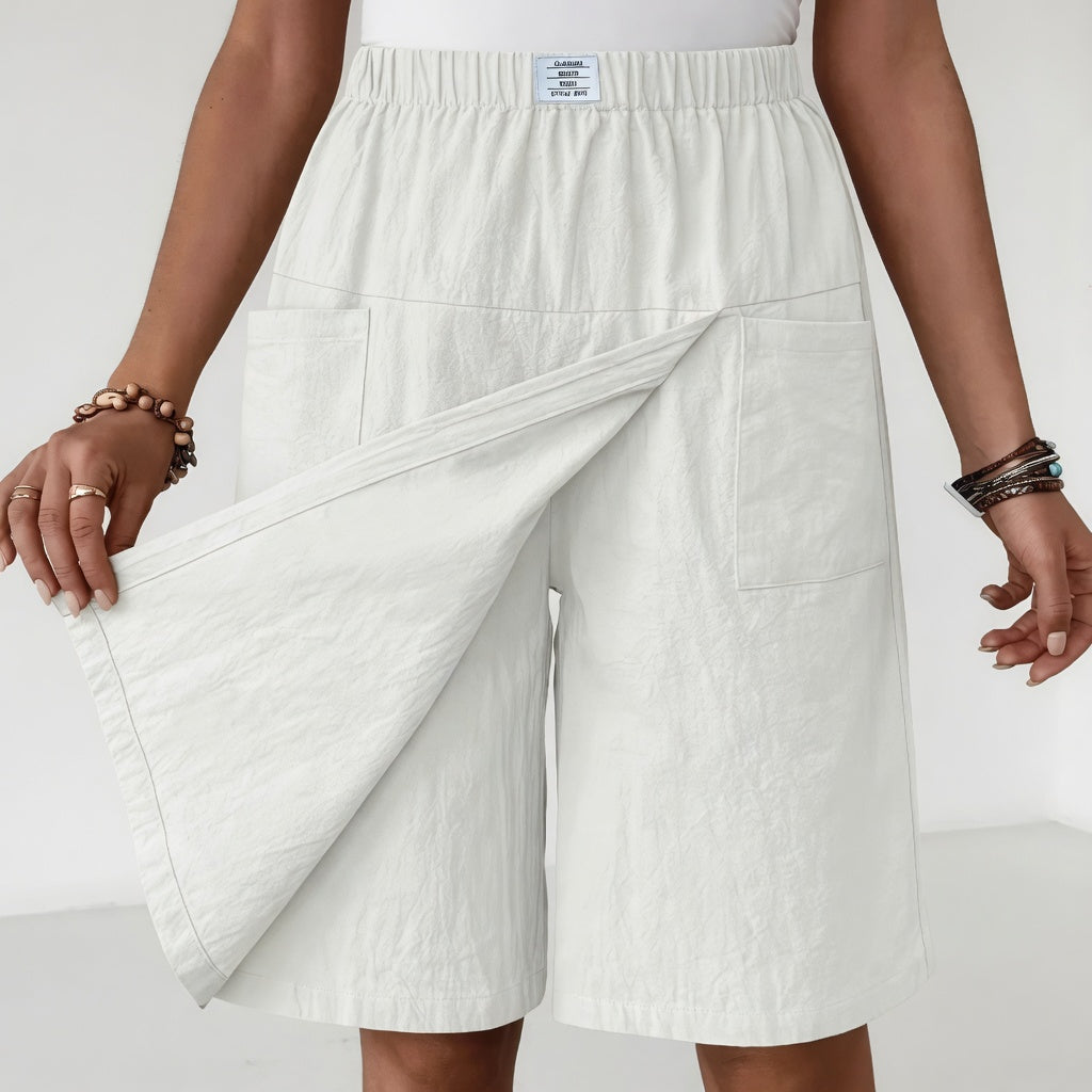 Elinia - Relaxed Wide Leg Shorts With Elastic Waist