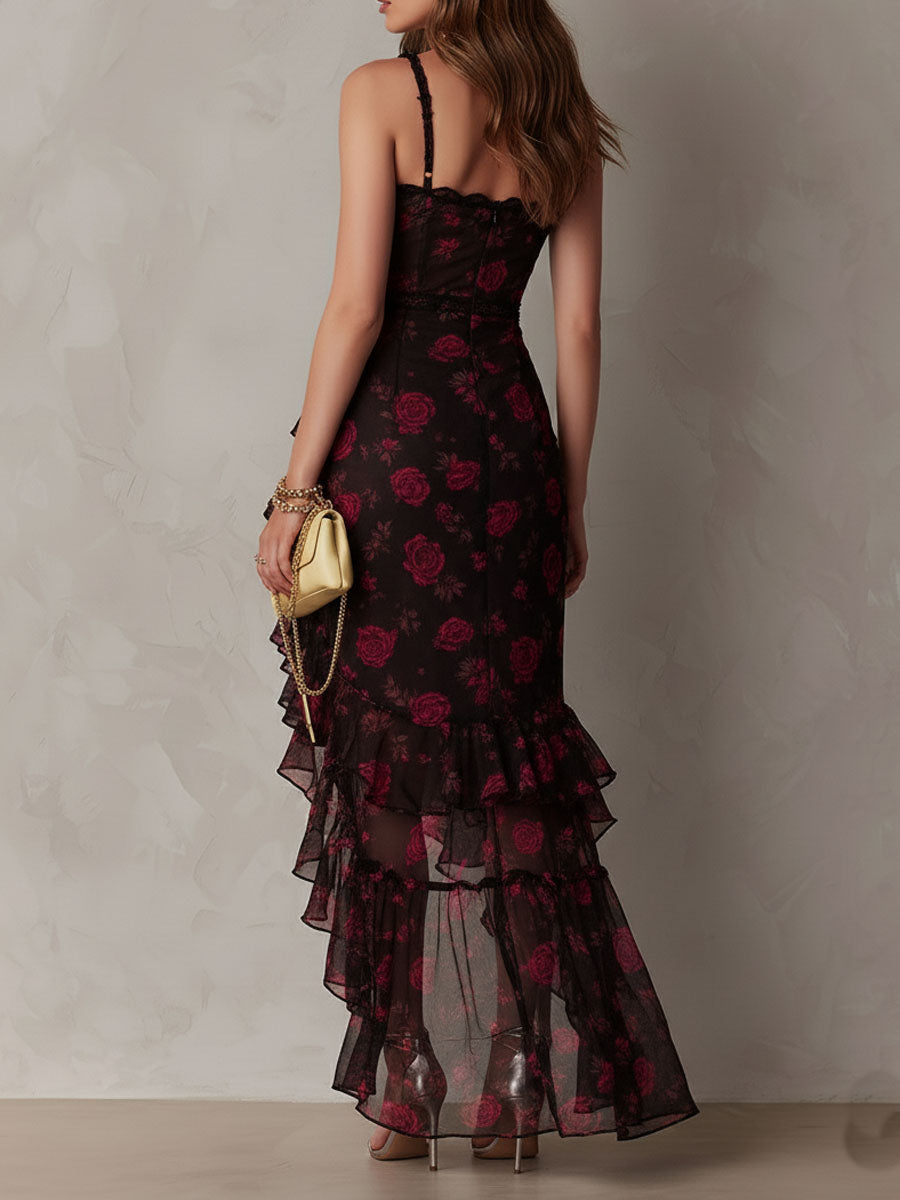 Deyna - Elegant Floral Dress With a Gathered Hem