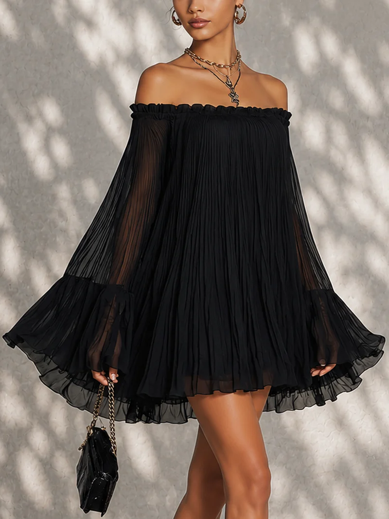 Virelia - Mini Dress With Gathered Bell Sleeves