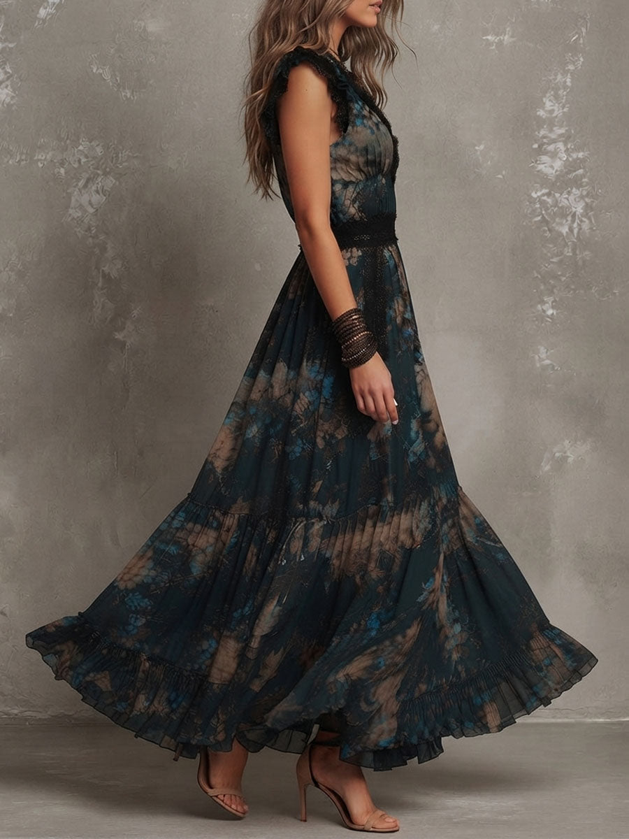 Alime - Floral Lace-Trim Maxi Dress