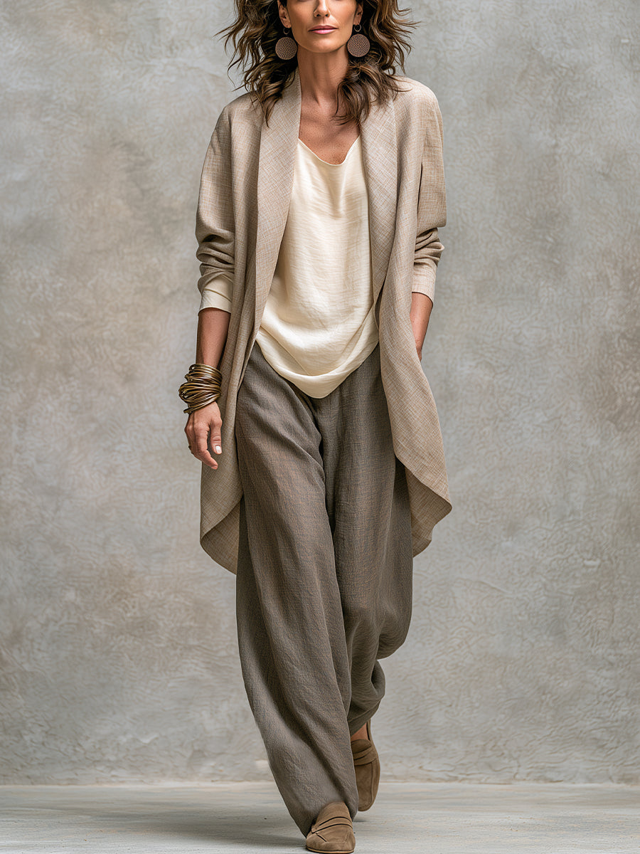 Astreessa - 3-Piece Draped Open Front Set