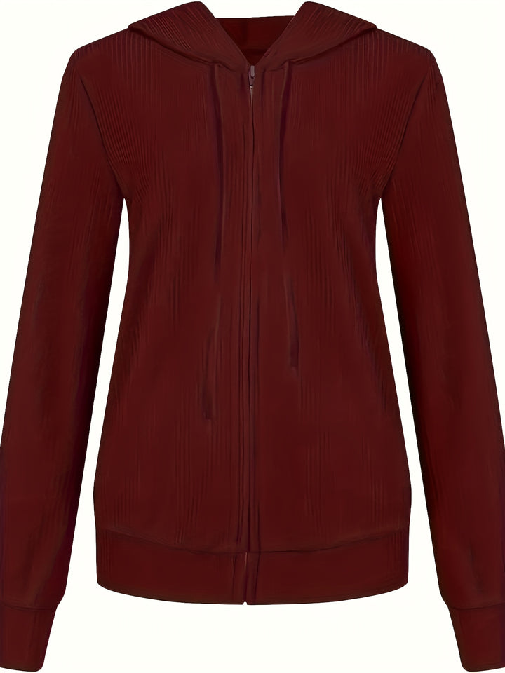 Moira - Long Sleeve Zip Up Drawstring Hoodies