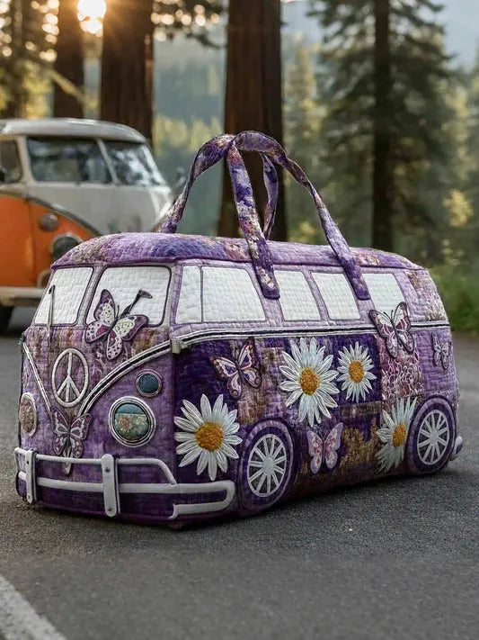 Zefea - Quilted Vintage Camper Print Travel Bag