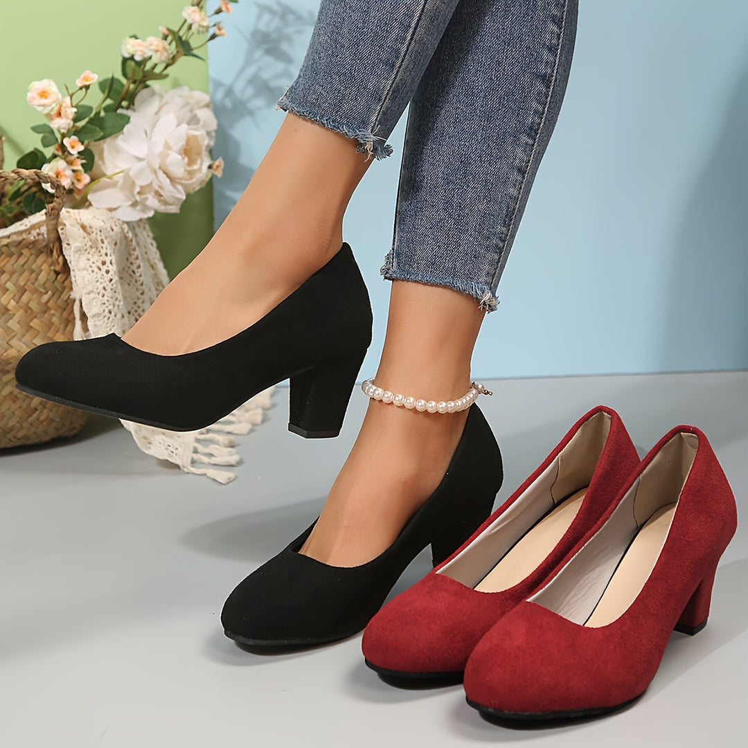Kirstten - Suede Block Heel Pumps