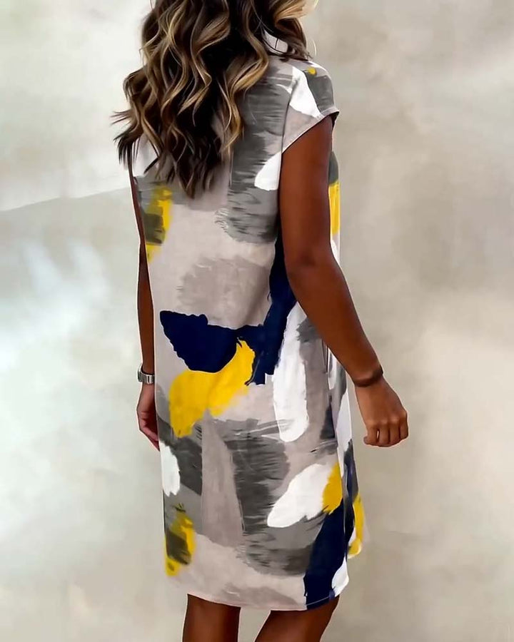 Addie - Tie-Dye Printed Round Neck Dress