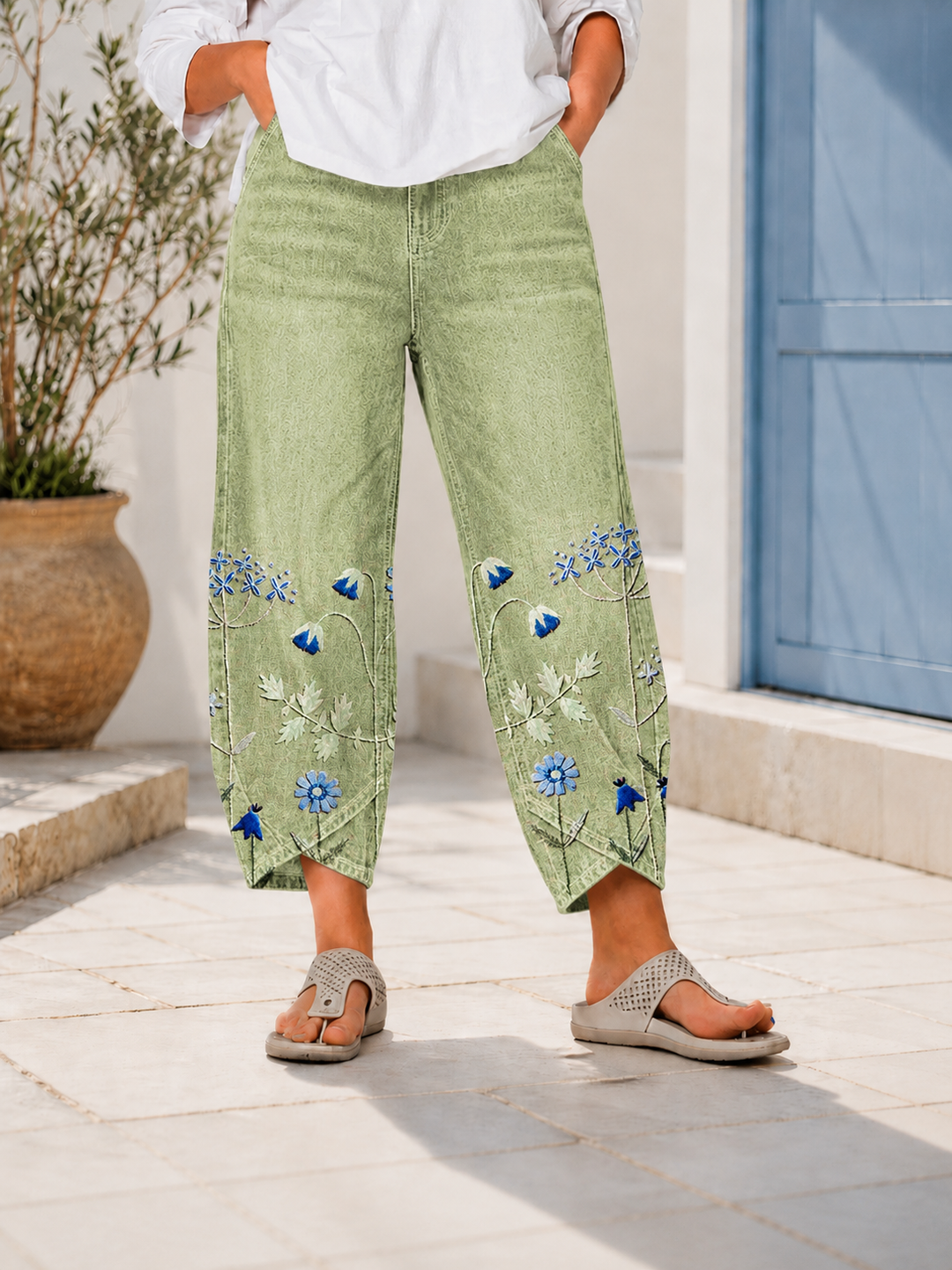 Selcen - Casual Embroidered Trousers