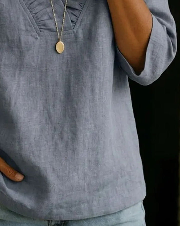 Elianne - V-neck Ruffle Blouse