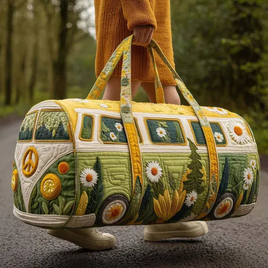 Zefea - Quilted Vintage Camper Print Travel Bag