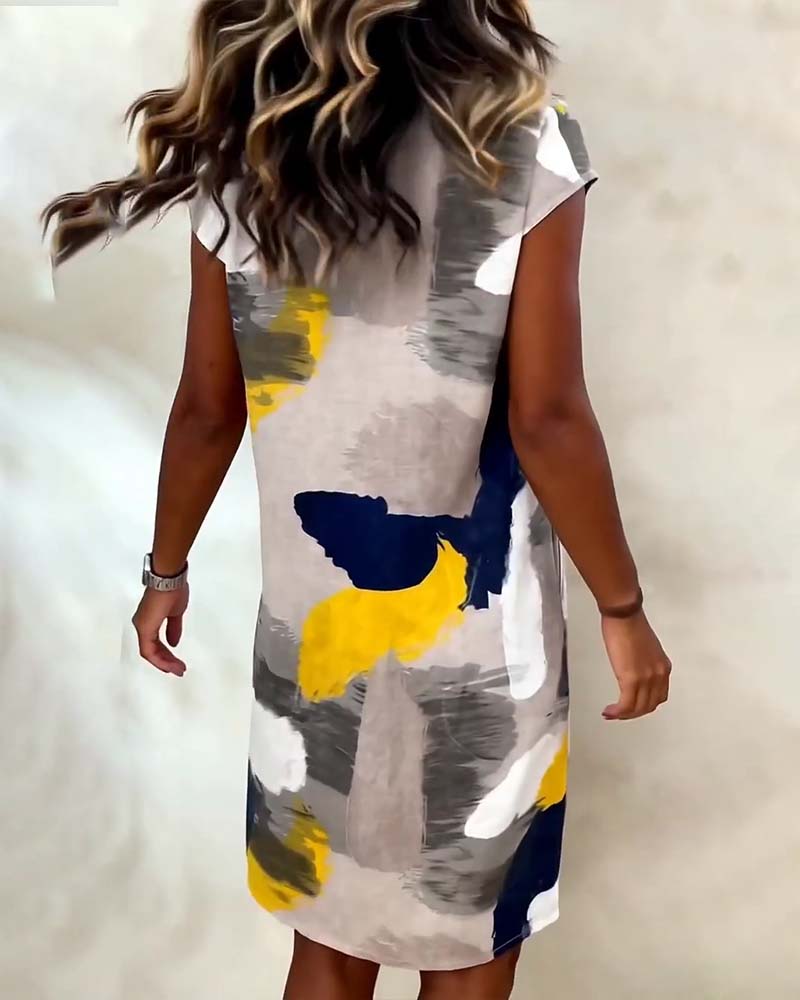 Addie - Tie-Dye Printed Round Neck Dress
