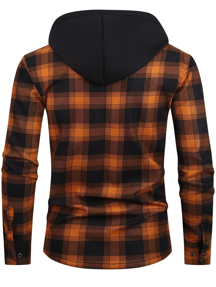 Petrena - Plaid Hooded Jacket With Chest Pockets