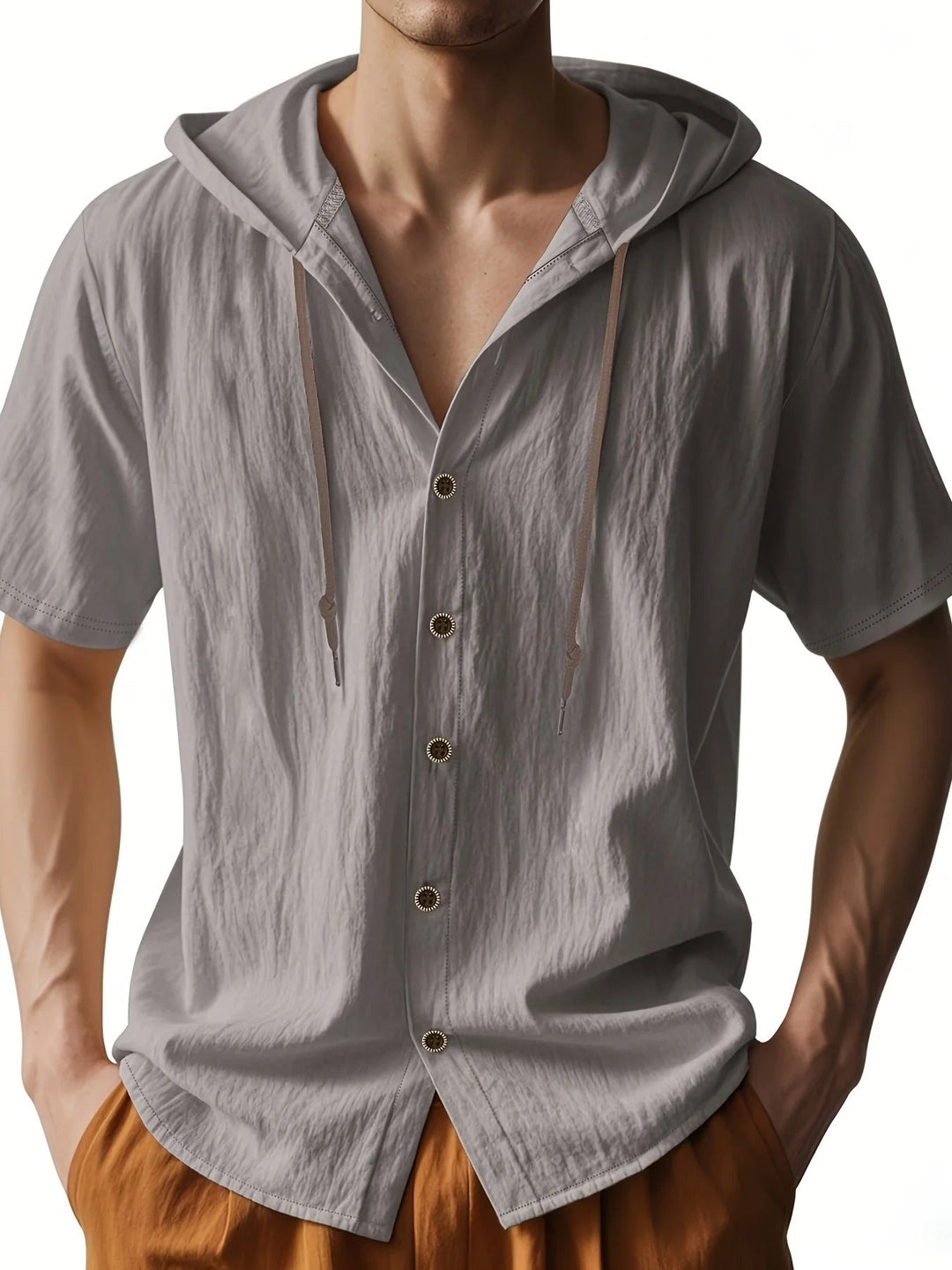 Chadwick - Lightweight Short Sleeve Linen Hooded Shirts