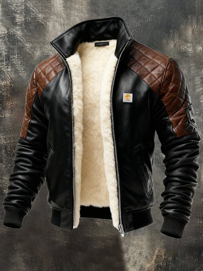 Enzo- Quilted Plush Lined Lether Jacket