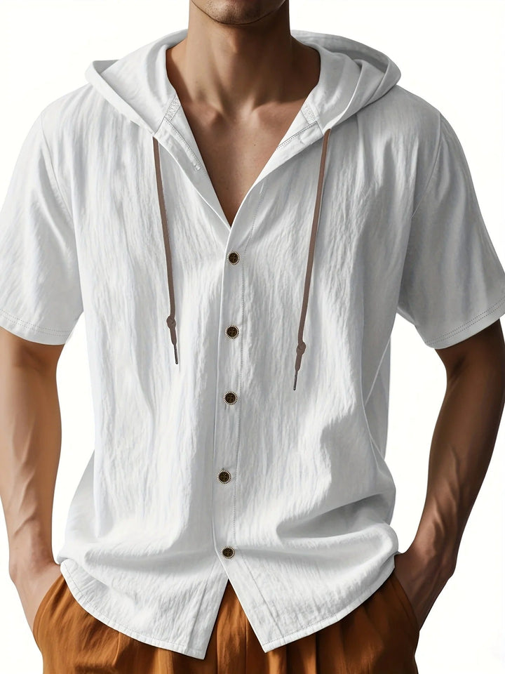 Chadwick - Lightweight Short Sleeve Linen Hooded Shirts