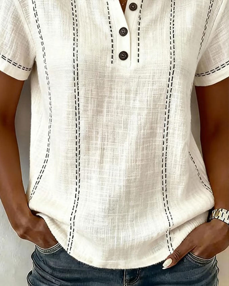 Vanessia - Short Sleeve T- Shirt With V Neck