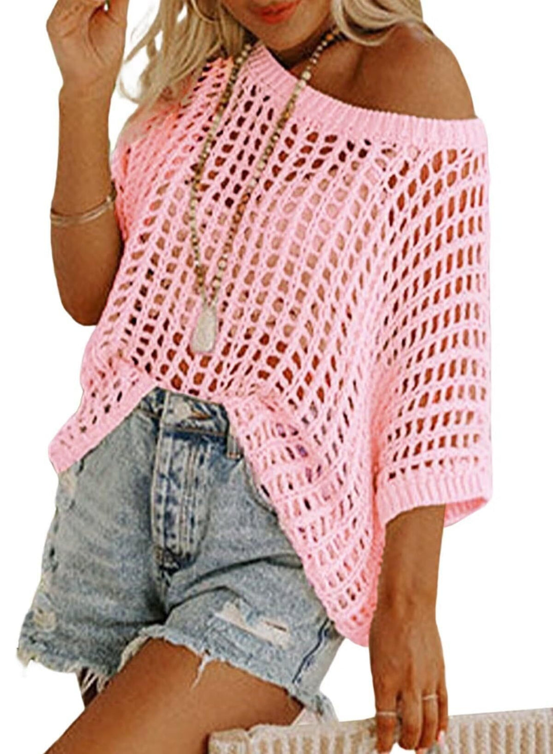 Danae - Casual Crochet Hollow Out Knit Top