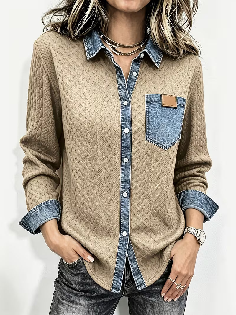 Miraelene - Long-Sleeve Patch Pocket Shirt