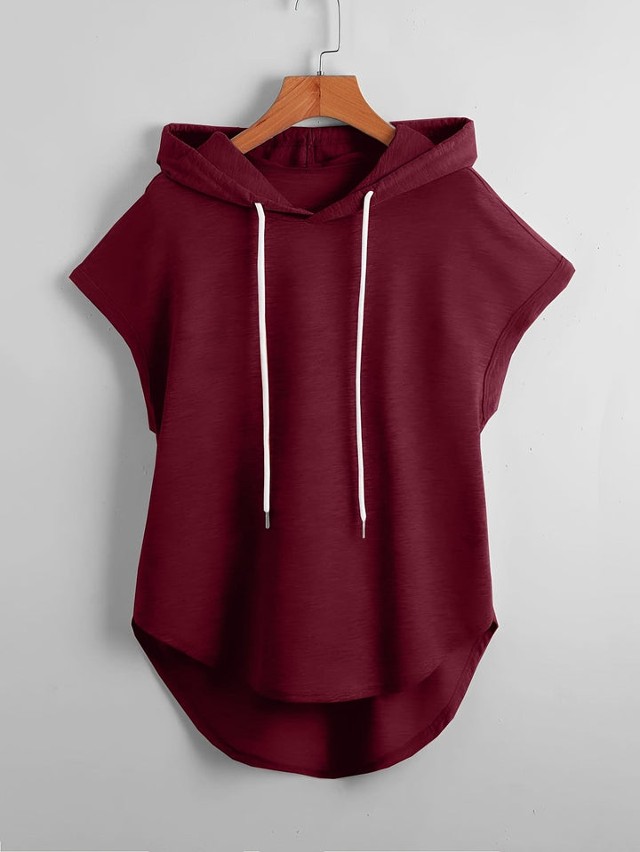 Matthias - Casual Asymmetrical Hem Hooded T-Shirt