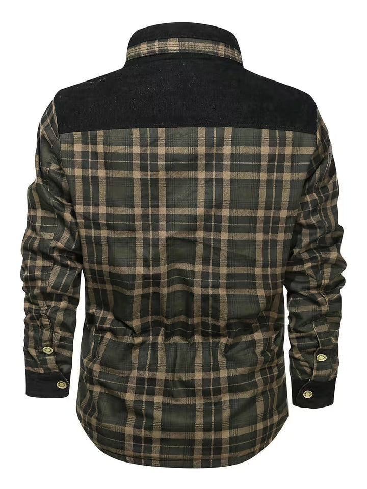 Fayeetta - Plush Lined Lapel Plaid Jacket