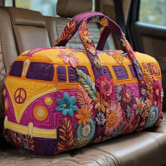 Zefea - Quilted Vintage Camper Print Travel Bag