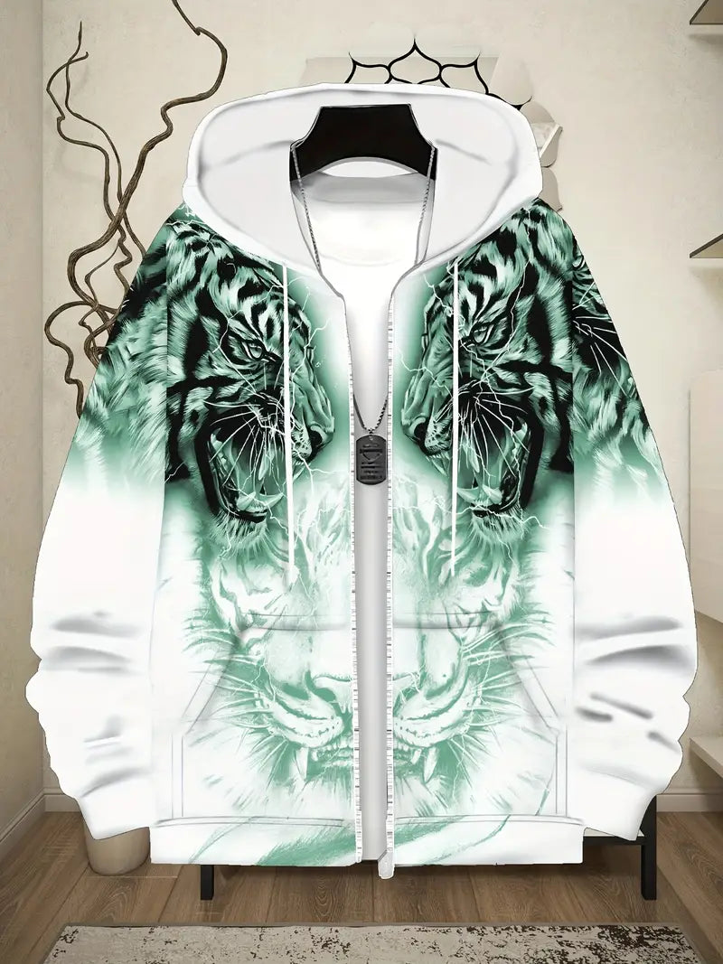 Murillo - Casual Long Sleeve Hoodie Jacket With Tiger Print