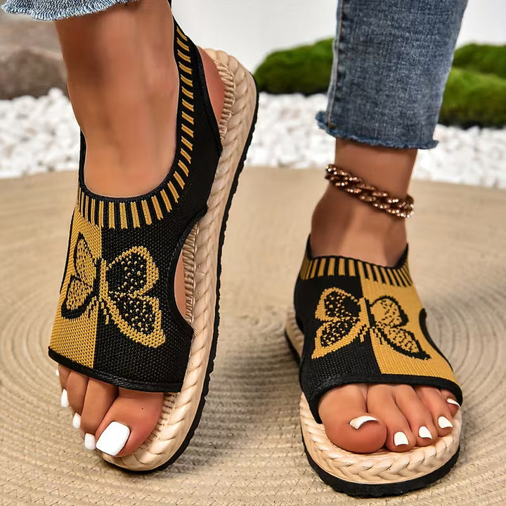 khulood - Comfortable Butterfly Pattern Flat Sandals