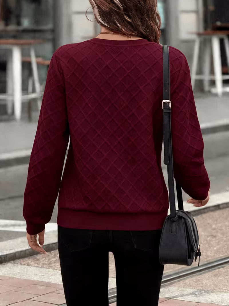 Juliet - Long Sleeve Textured Zip Neck Sweatshirt