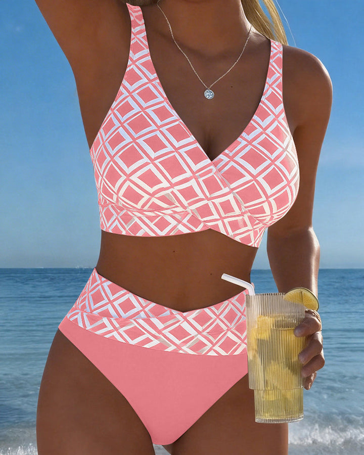 Chelvi - Elegant Two Piece Bikini With Diamond Pattern