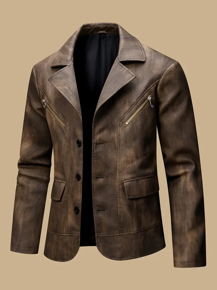 Julien - Leather Jacket With Locomotive Collar