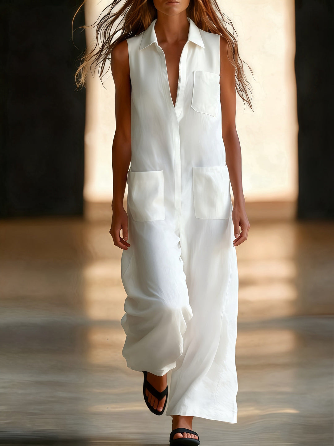 Kristiana - Casual Wide Leg Jumpsuit With Pocket