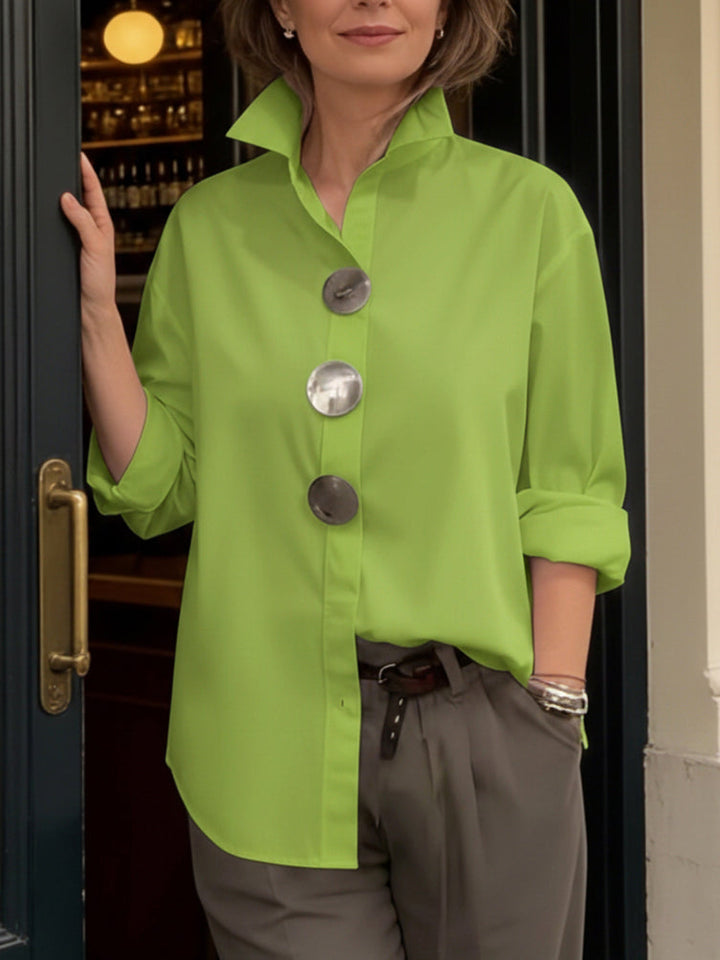 Lyyn - High-Neck Blouse With Bold Buttons