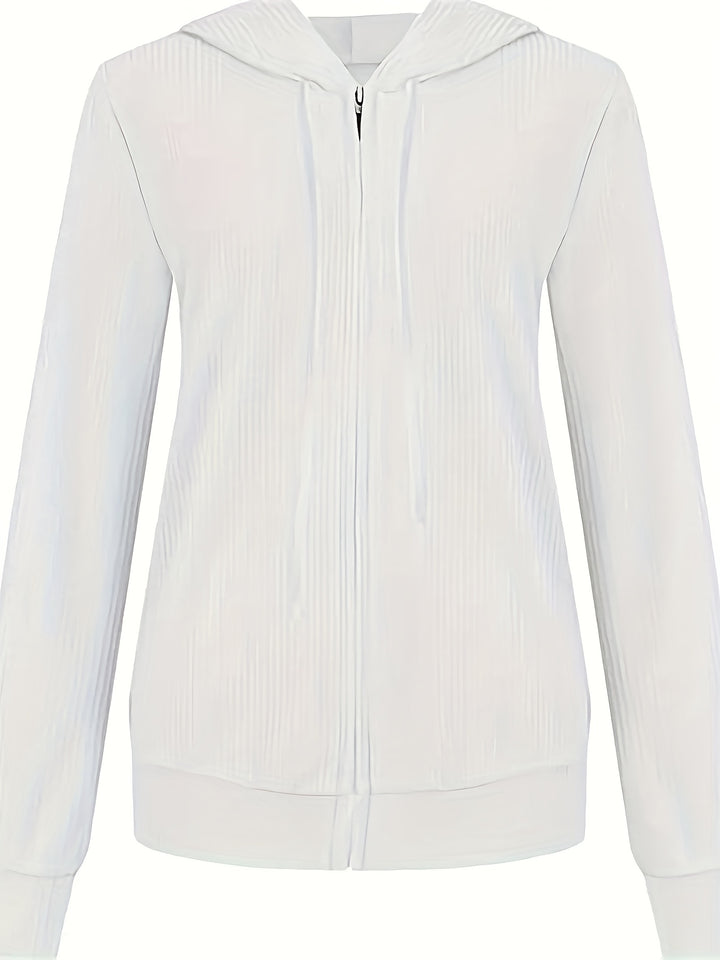 Moira - Long Sleeve Zip Up Drawstring Hoodies