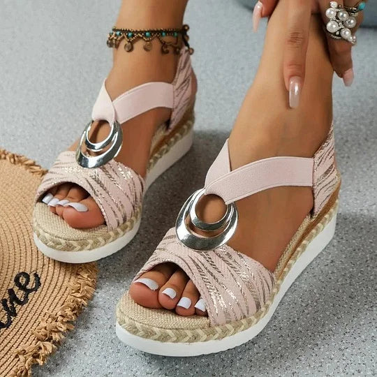 Soultana - Stylish Leather Wedge Sandal