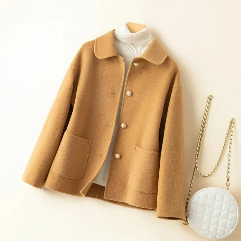 Nezaket - Elegant Long Sleeve Cashmere Coat