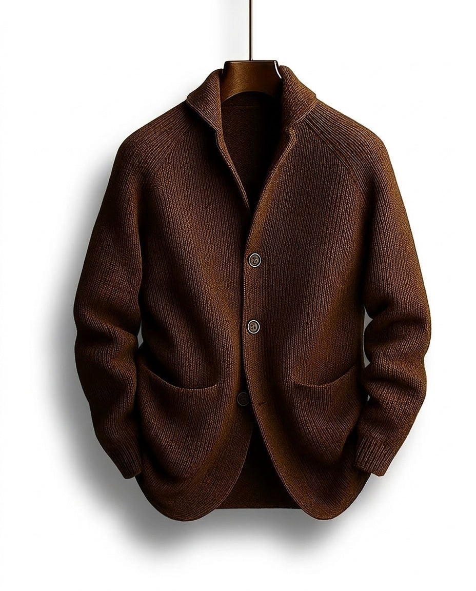 Viktitha - Shawl Collar Button-Up Knit Cardigan