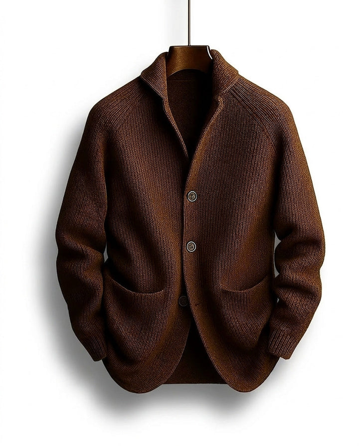 Viktitha - Shawl Collar Button-Up Knit Cardigan
