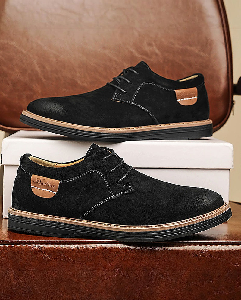 Falkian - Suede Lace-Up Shoes With Contrast Stitching