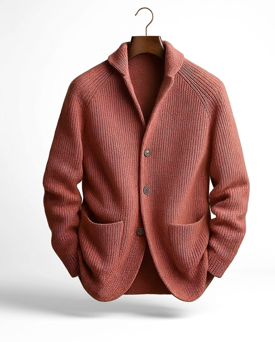 Viktitha - Shawl Collar Button-Up Knit Cardigan