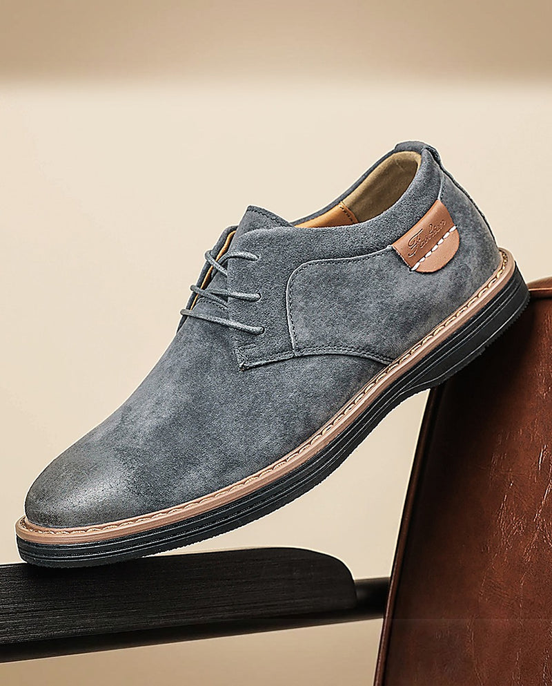 Falkian - Suede Lace-Up Shoes With Contrast Stitching