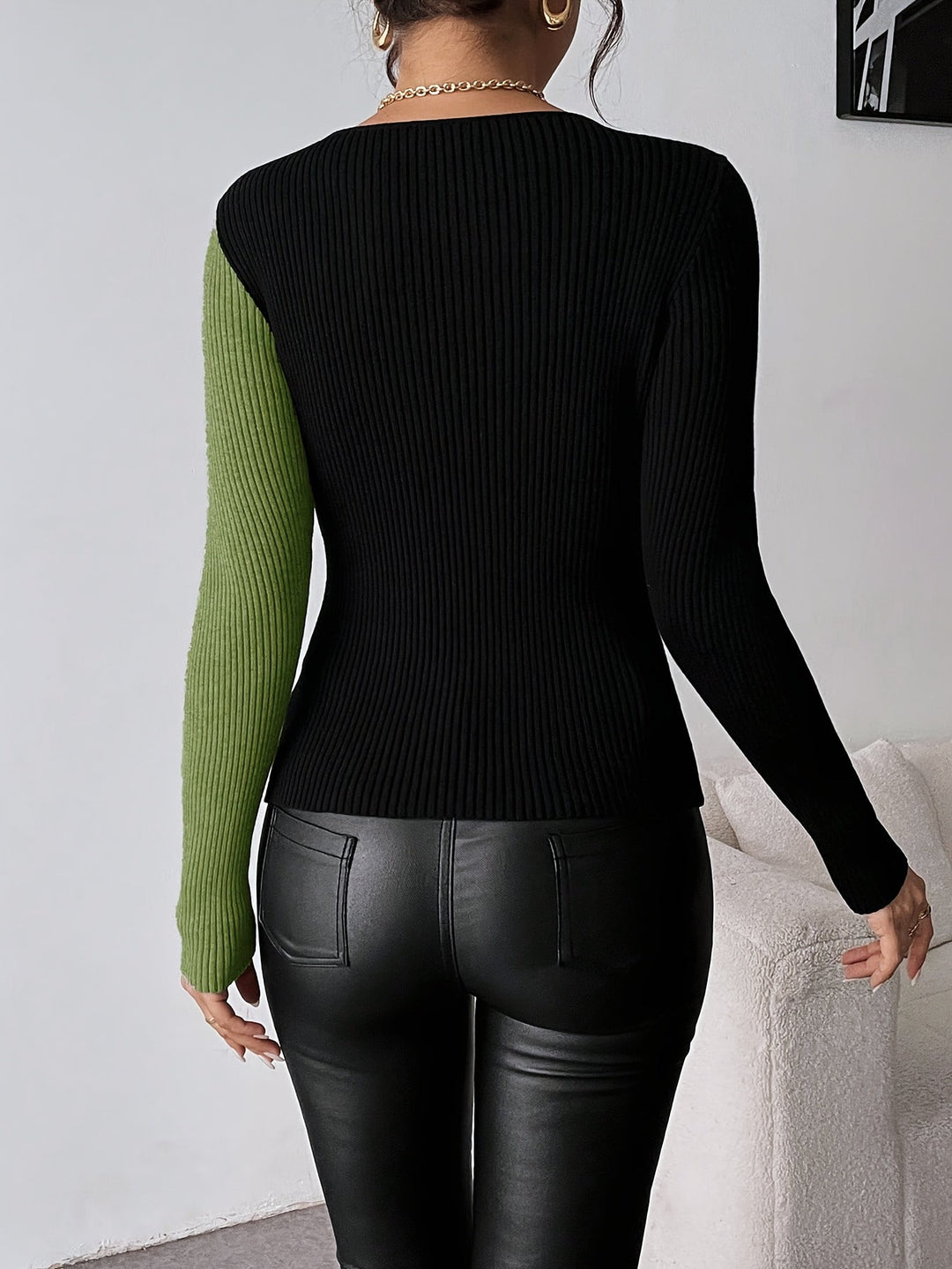 Rachel - V-Neck Knitted Blouse With Top
