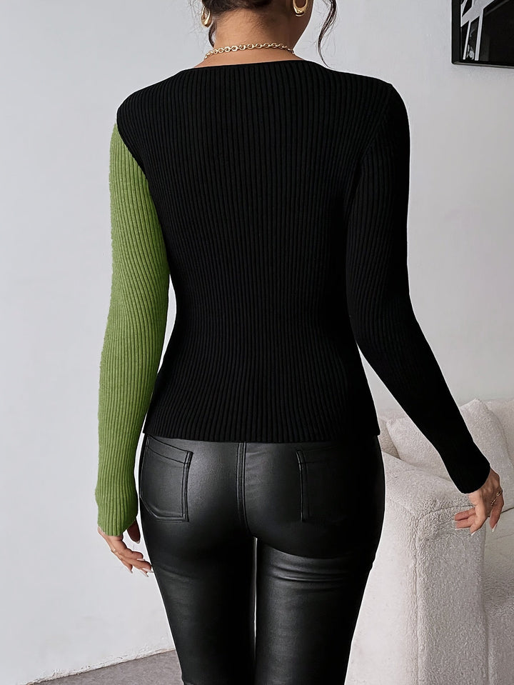 Rachel - V-Neck Knitted Blouse With Top