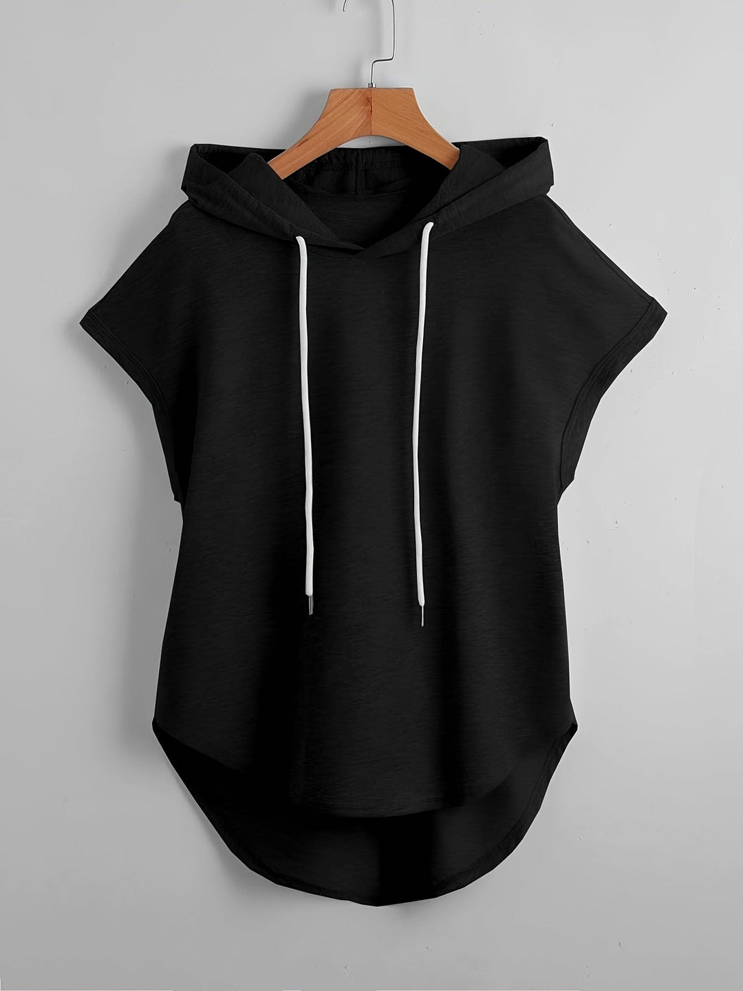 Matthias - Casual Asymmetrical Hem Hooded T-Shirt