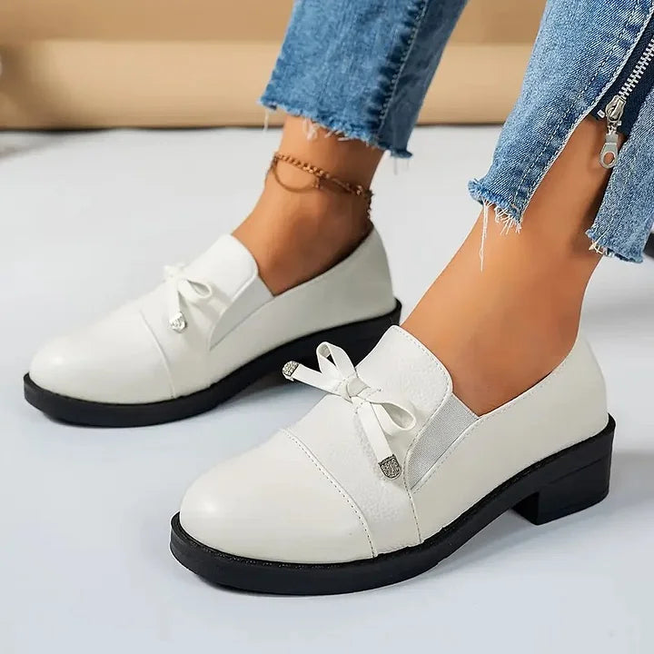 Marvina - Elegant Bow Accent Round Toe Loafer