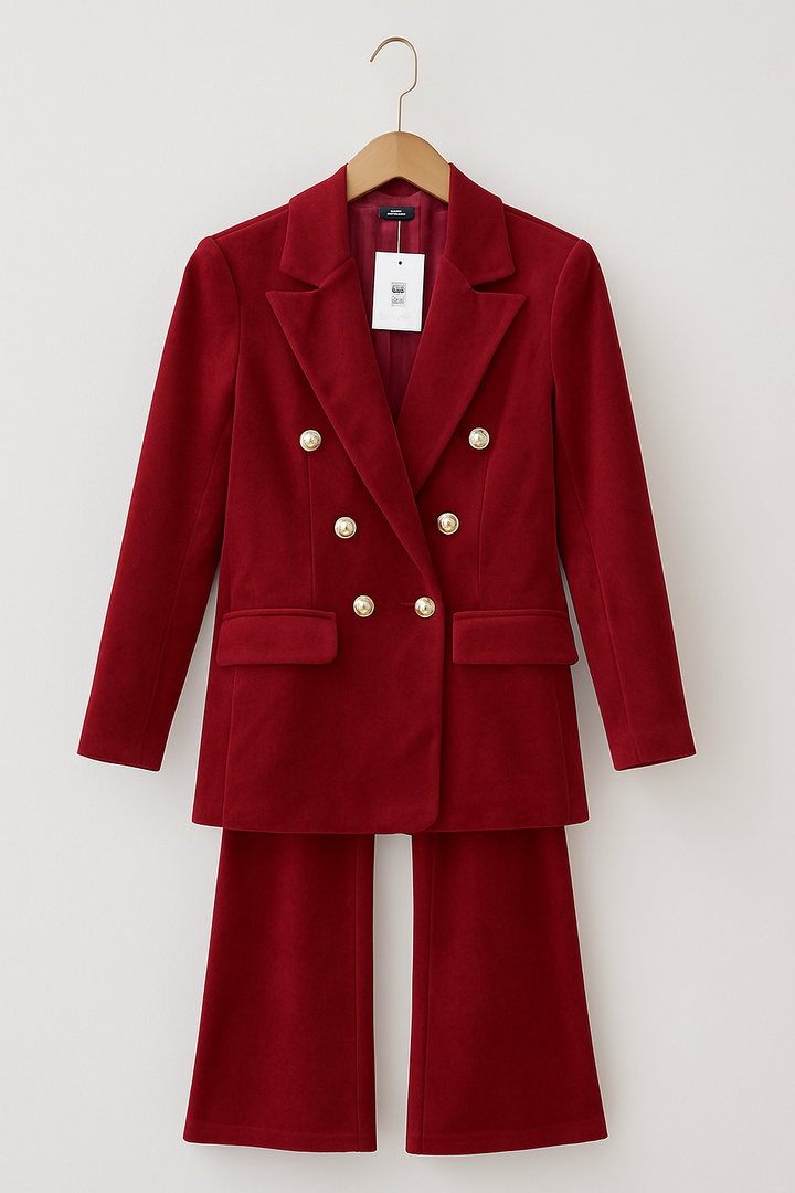 Dimitra - Velvet Double Breasted Blazer Set